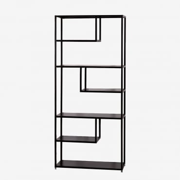 Librería 85x190 Cm En Acero Thura Negro Carbón - Sklum