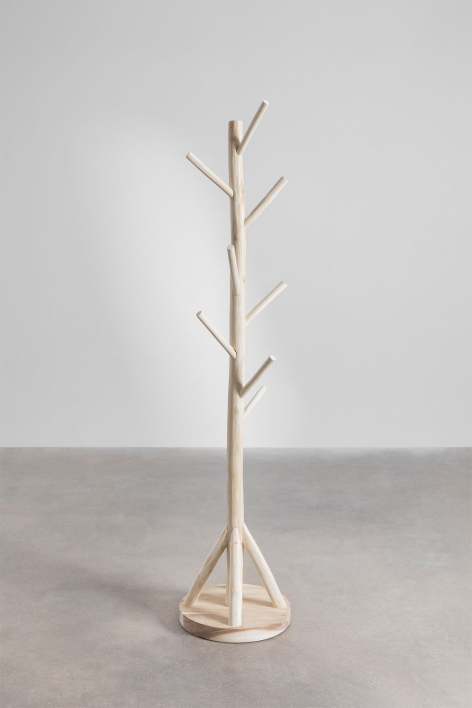 Perchero de pie en madera de teca Aimar