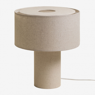 Lámpara De Mesa Tapizada Pianela Lino Beige Crema - Sklum