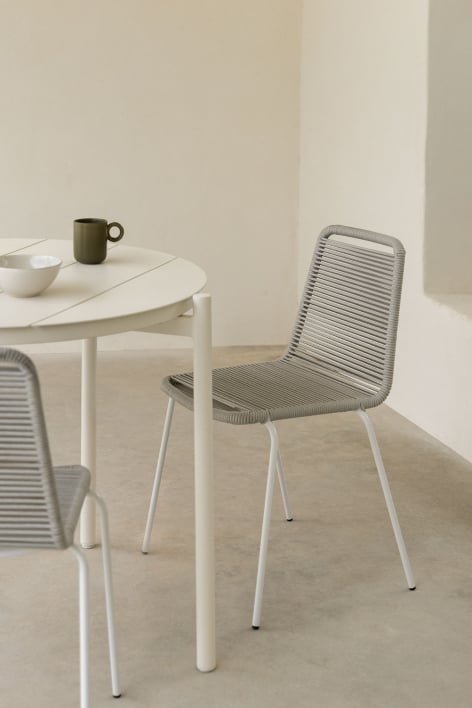 Silla de jardín apilable en hierro y cuerda trenzada Mileyd