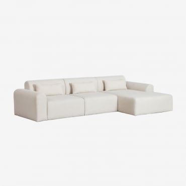 Sofá Modular Chaise Longue Derecho De 3 Piezas En Borreguito Borjan Borreguito Blanco - Sklum
