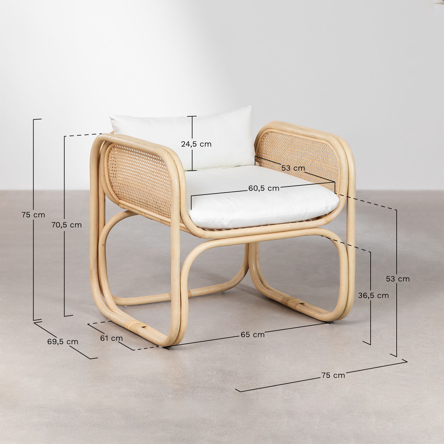 Sillón de jardín en ratán Wilbert         , medidas