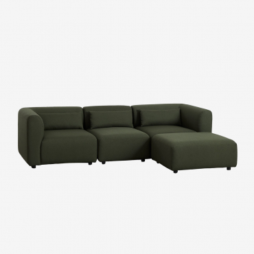 Sofá Modular De 3 Piezas Con Puff Fogler Borreguito Verde Salvia - Sklum