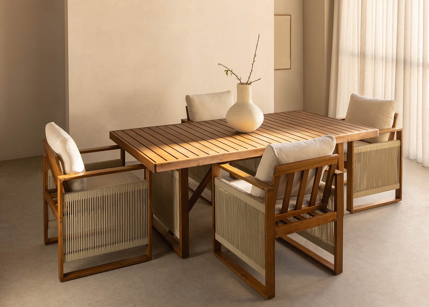 Mesa de comedor rectangular de acacia 200x100 cm