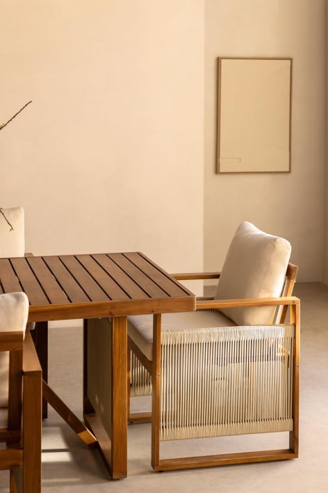 Silla de comedor con reposabrazos en madera de acacia Nayely - Marrón Acacia