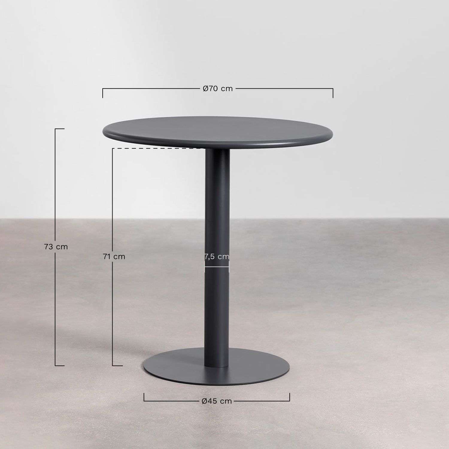 Set de mesa redonda Ø70 cm y 2 sillas de jardín Mizzi , medidas