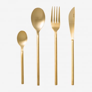 Cubertería 16 Piezas En Acero Inoxidable Dana Dorado - Sklum