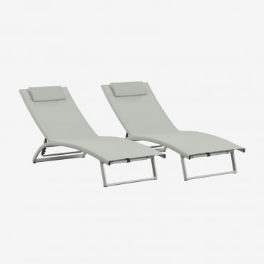 Pack De 2 Tumbonas Reclinables En Aluminio Con Cojín Dulem Verde Caqui - Sklum