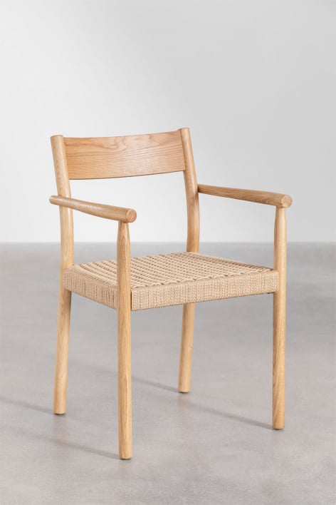 Pack de 2 Sillas de Comedor en Madera de Roble y Cuerda Trenzada Mara - Madera Natural