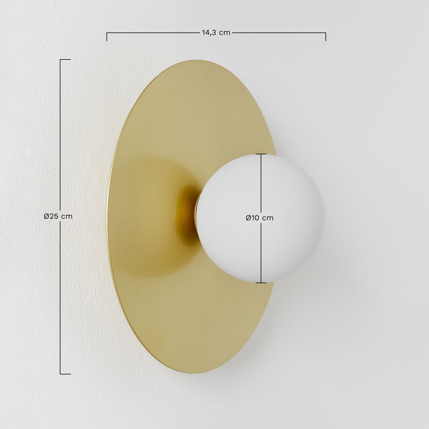 Aplique de pared para baño con bola de cristal Jorien        , medidas