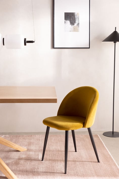 Silla de comedor en terciopelo Kana - Mostaza