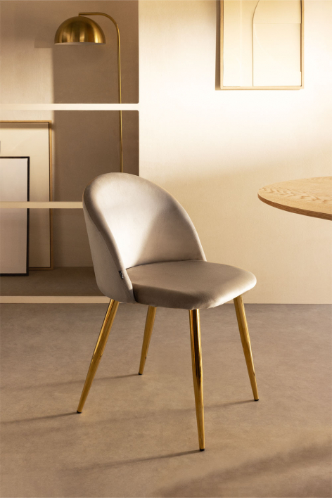 Silla de comedor en terciopelo Kana - Marrón Trigo