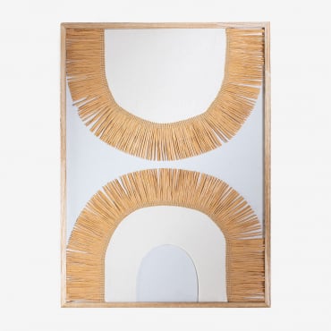Cuadro Decorativo 50x70 Cm En Mdf Y Rafia Basabe Marrón Madera Natural - Sklum