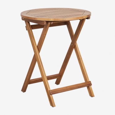 Mesa De Jardín Redonda Ø60 Cm Plegable En Madera De Acacia Delawer Marrón Acacia - Sklum