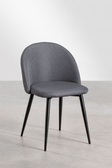 Pack de 4 sillas de comedor tapizadas y en acero Kana - Lino Gris Antracita