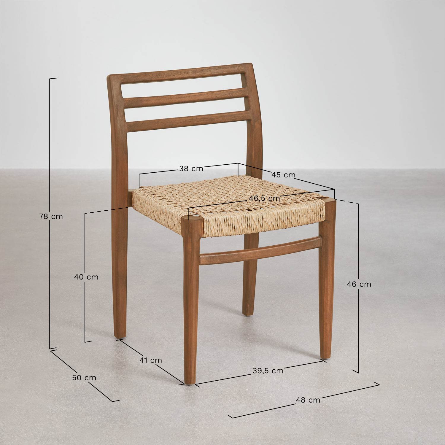 Pack de 2 Sillas de Jardín en Madera de Teca Lulea   , medidas