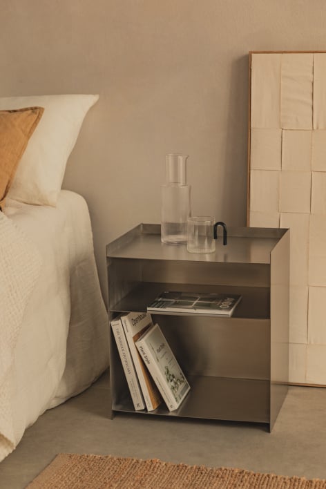 Mesita de noche rectangular 45x35 cm en acero inoxidable Nolvia