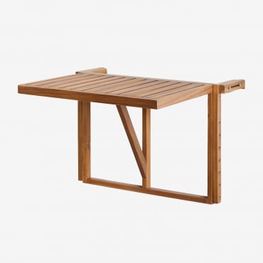 Mesa De Jardín Rectangular 65x60 Cm Colgante Y Plegable En Madera De Acacia Delawer Marrón Acacia - Sklum