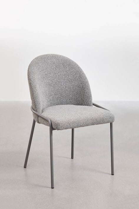Pack de 2 sillas de comedor tapizadas Grolet - Bouclé Gris Antracita