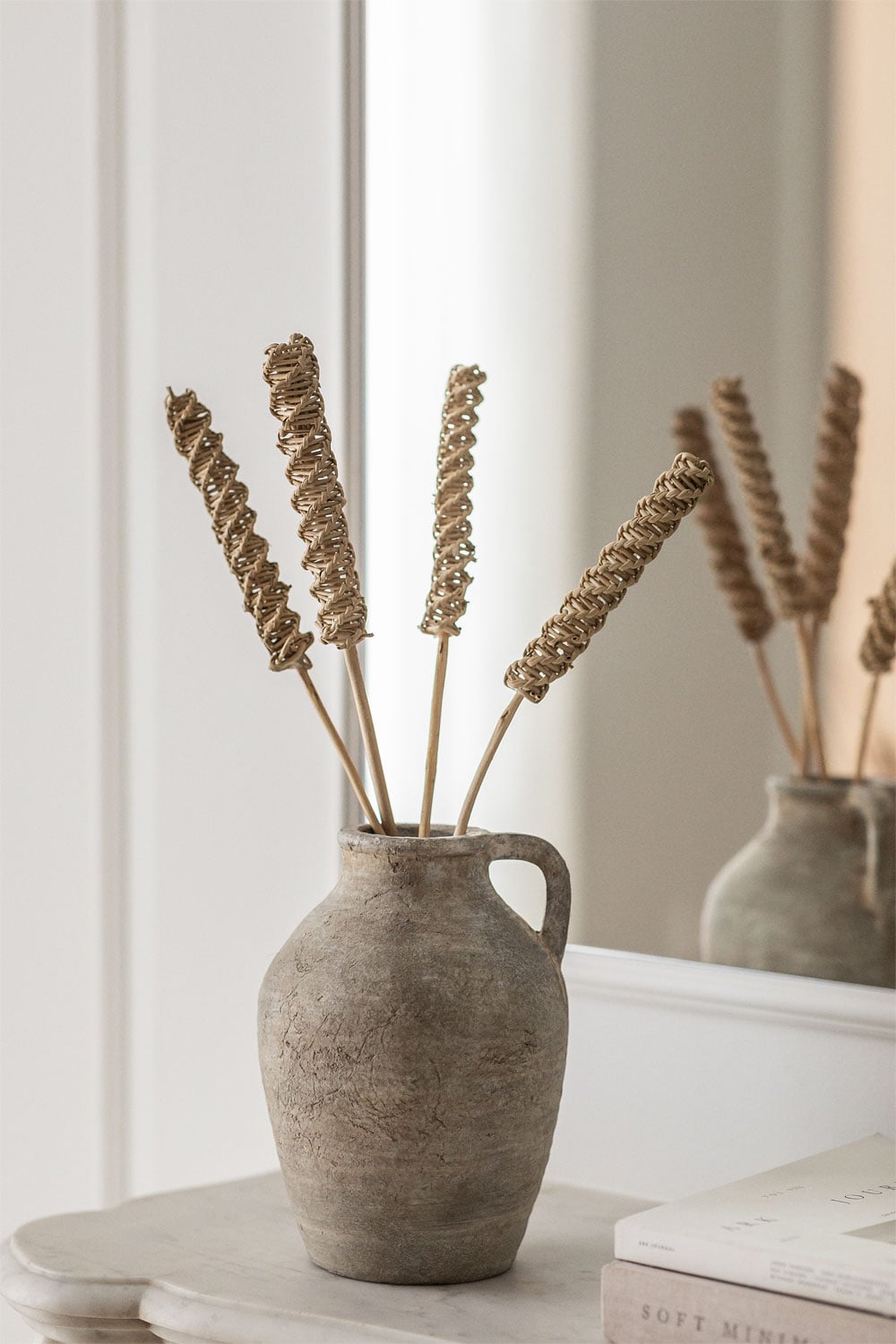 jarron ceramica artesanal, flores secas decorativas