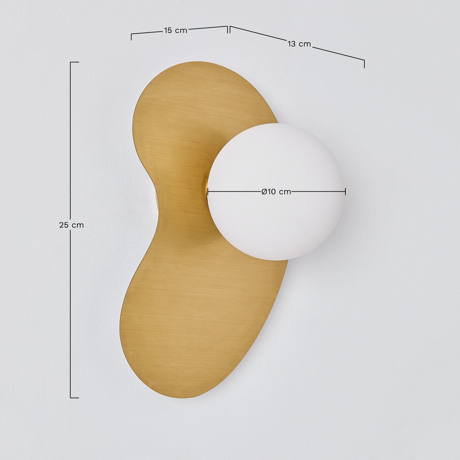 Aplique de pared para baño en acero inoxidable con bola de cristal Travis, medidas