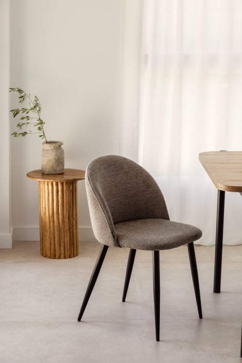 Silla de comedor tapizada y en acero Kana - Tela Marrón Arena