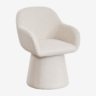 Pack De 4 Sillas De Comedor Giratoria Con Reposabrazos Tapizadas Erica Tela Beige Crema - Sklum
