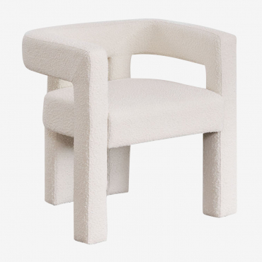 Sillón Tapizado Liara Bouclé Blanco - Sklum