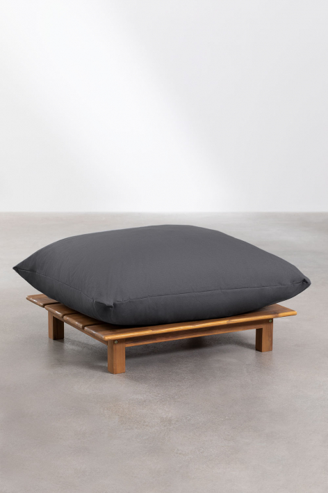 Puff en madera de acacia Brina - Gris Grafito