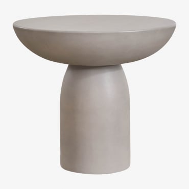 Mesa Auxiliar Redonda Ø50 Cm En Cemento Zenadia Gris Arena - Sklum