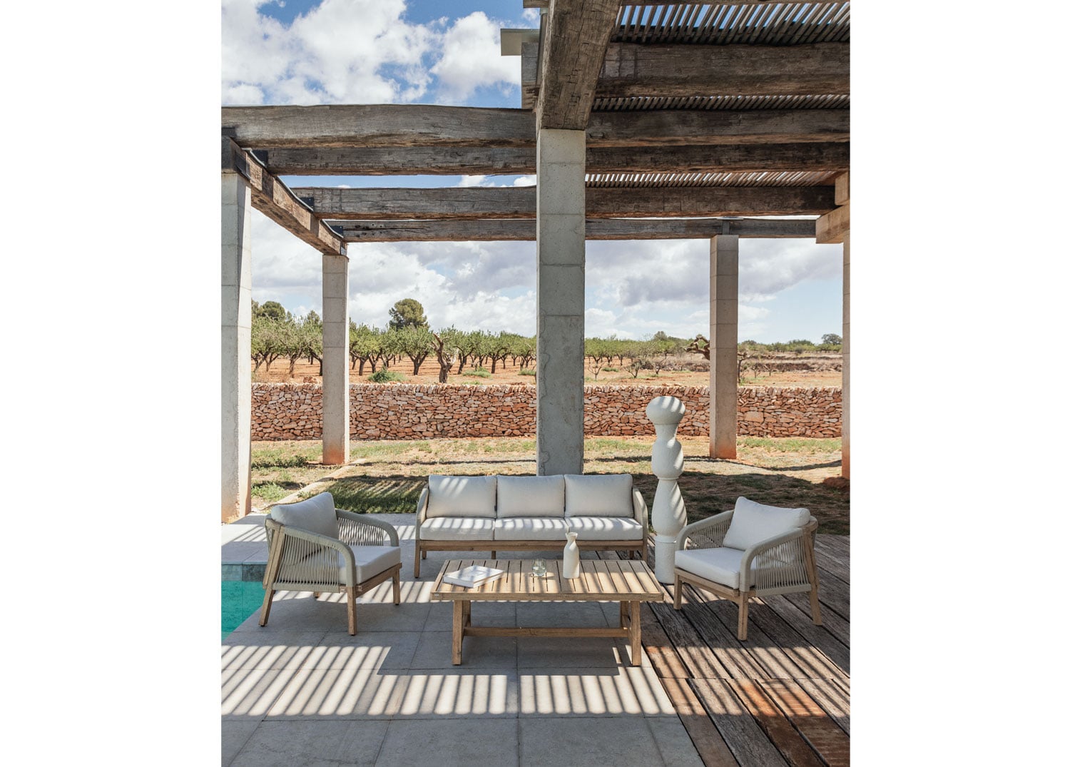 Conjunto de jardín madera y cuerda