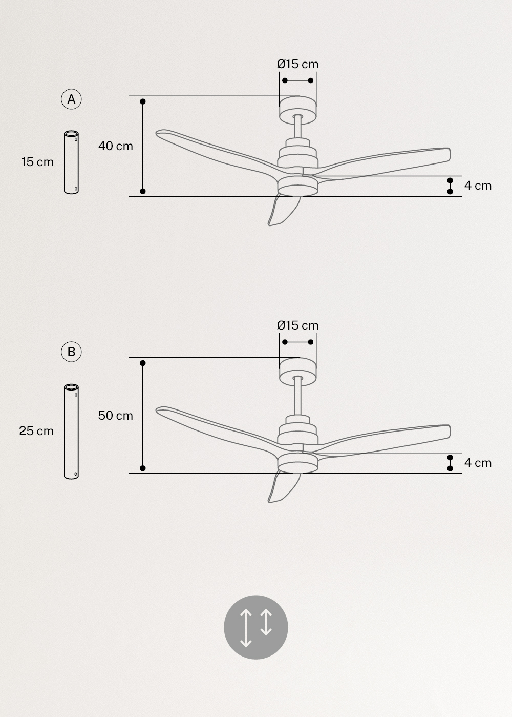 CREATE - WIND STYLANCE - Ventilador de techo 40W silencioso Ø132 cm 100% madera, medidas
