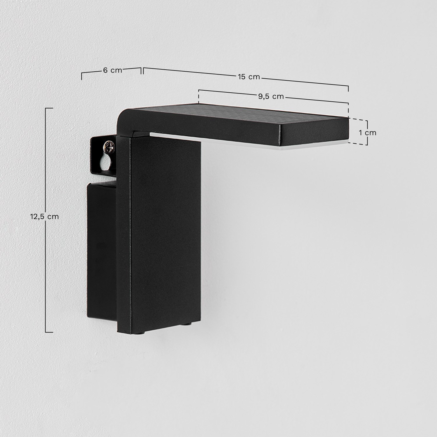 Aplique de pared LED solar para exterior en aluminio Luxore, medidas