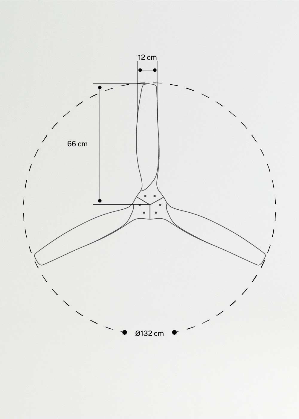 CREATE - WIND WOOD - Ventilador de techo 75W silencioso Ø132 cm 100% madera, medidas
