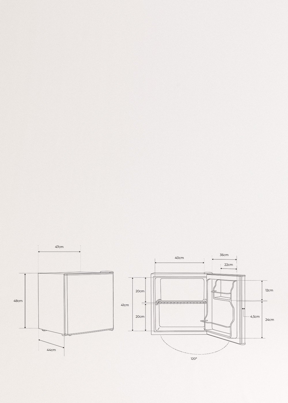 CREATE - FRIDGE MINIBAR 43L - Nevera de puerta reversible, medidas