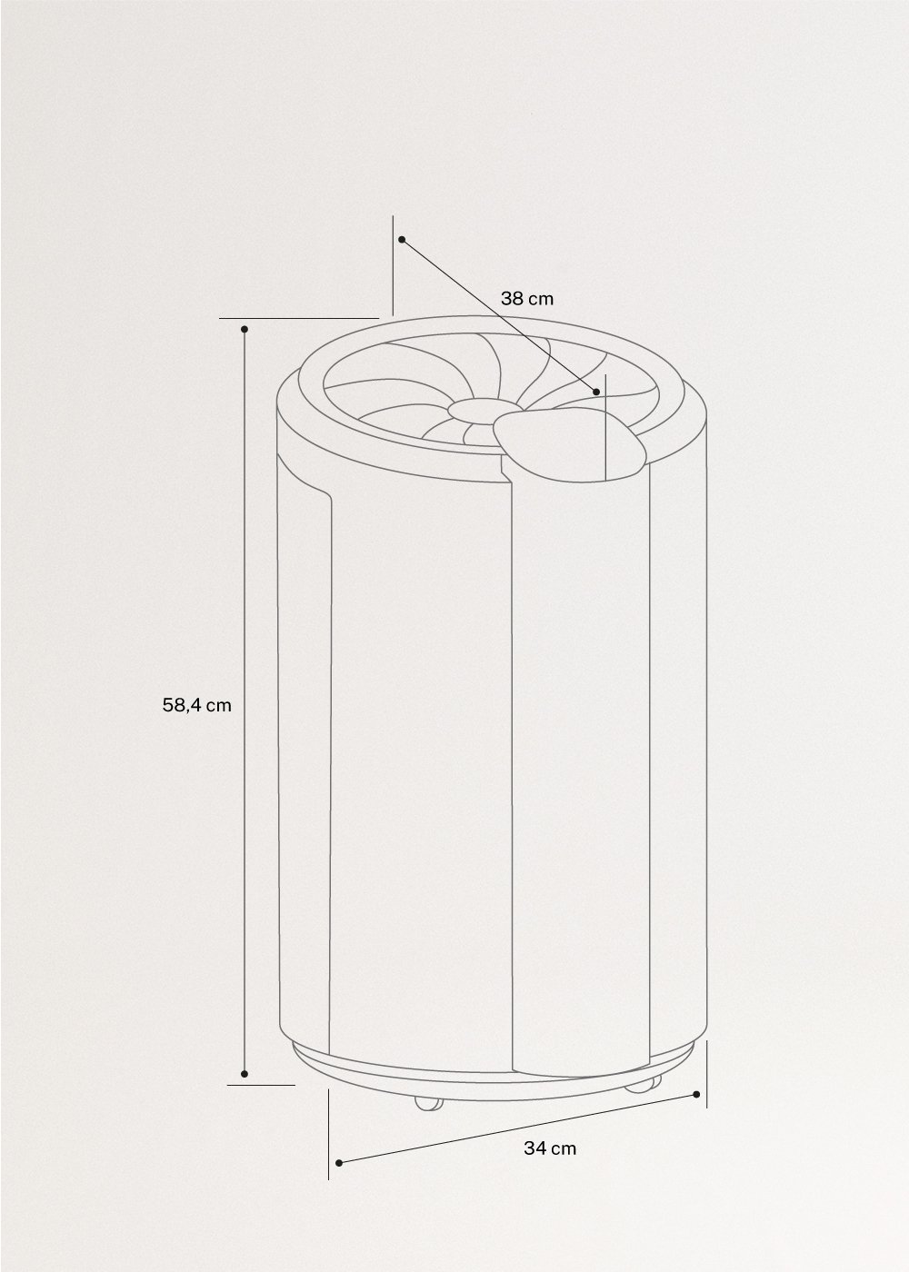 CREATE - DRYPLUS XL-SPIRAL - Deshumidificador 20 L/día 90m², medidas