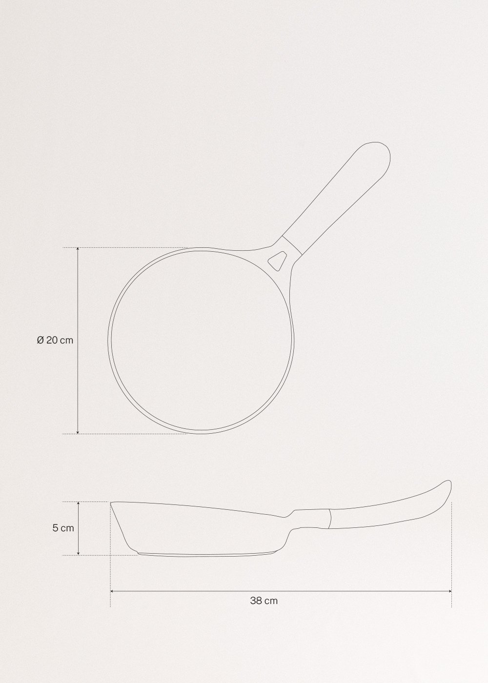 CREATE - PAN STUDIO - Sartén de aluminio fundido y asa de baquelita, medidas