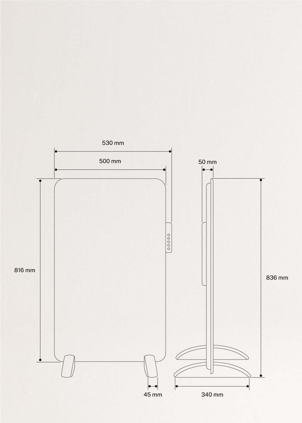 CREATE - WARM CLEAR IR - Calefactor de infrarrojos con WiFi, medidas