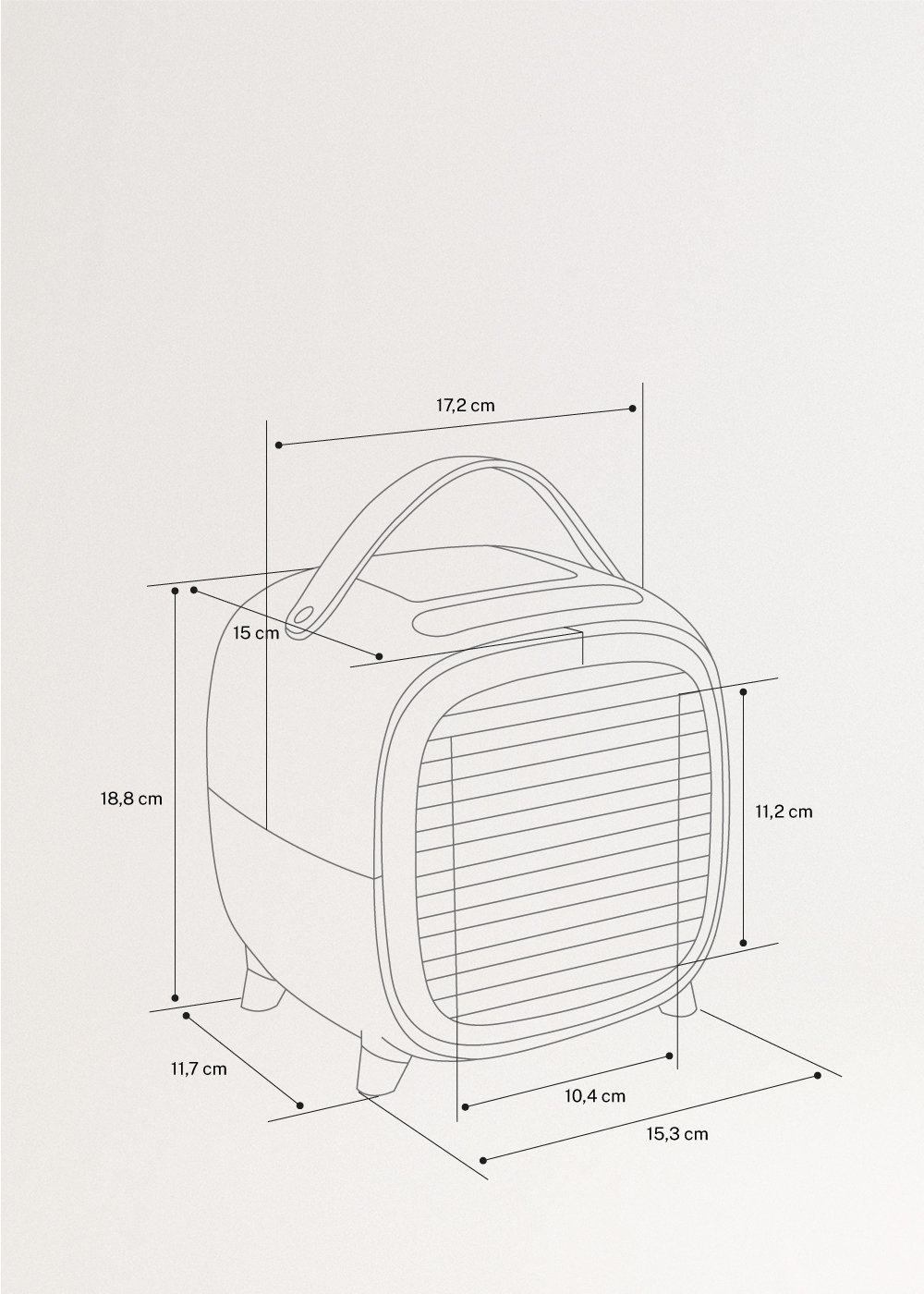 CREATE - AIR COOLER BOX STUDIO - Mini ventilador de mesa, medidas