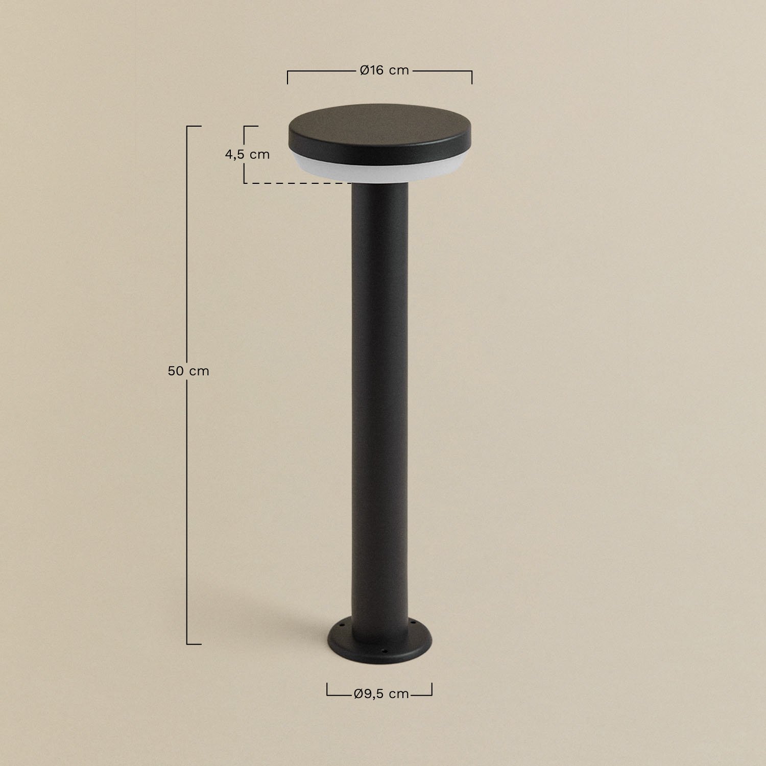 Baliza LED de exterior en acero inoxidable Ovint, medidas