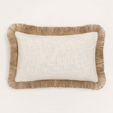 Cojín Rectangular En Algodón (30x50 Cm) Paraiba Blanco Gardenia - Beige Lino - Sklum