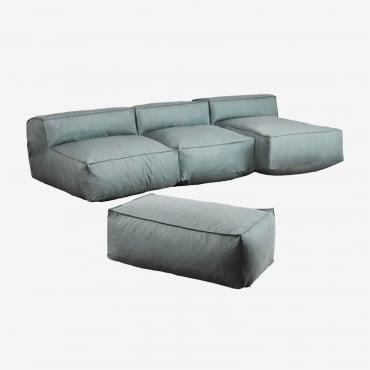 Sofá Modular Chaise Longue De 3 Piezas Y Puff Para Jardín Dojans Verde Éter - Sklum