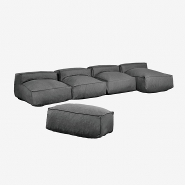 Sofá Modular Chaise Longue De 4 Piezas Y Puff Para Jardín Dojans Gris Granito - Sklum