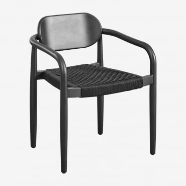 Silla De Comedor Con Reposabrazos En Madera Naele Vintage Negro - Sklum