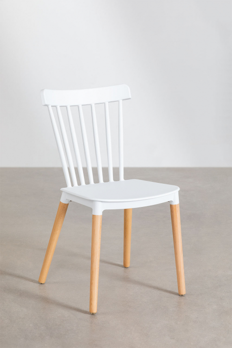 Pack de 4 sillas de comedor en madera de Haya y polipropilenio Royal - Blanco