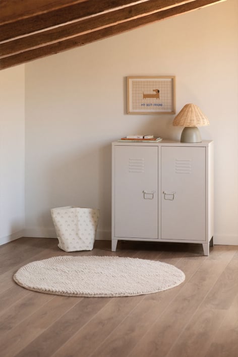 Aparador taquilla rectangular 80x40 cm de 2 puertas en acero beige tapioca Pohpli - Beige Tapioca