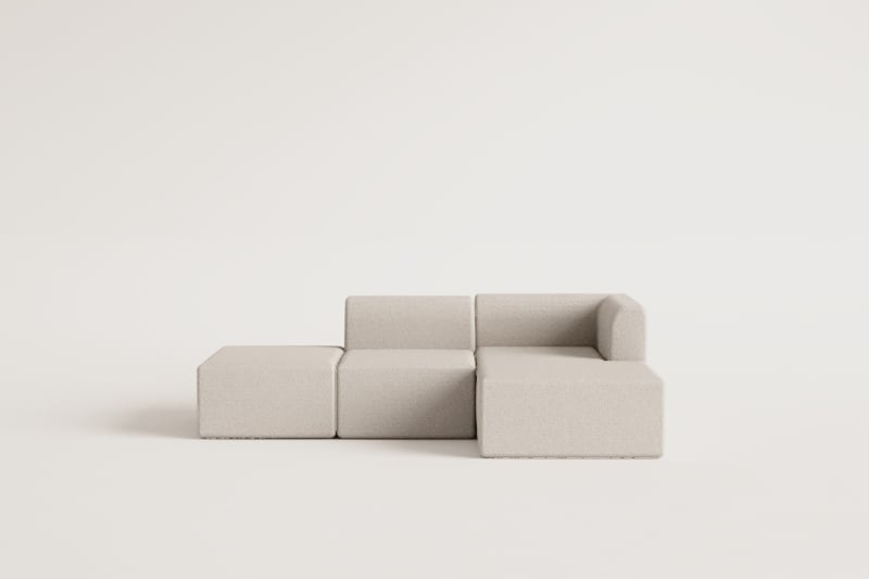 Sofá modular chaise longue derecho de 2 piezas con puff Fogler