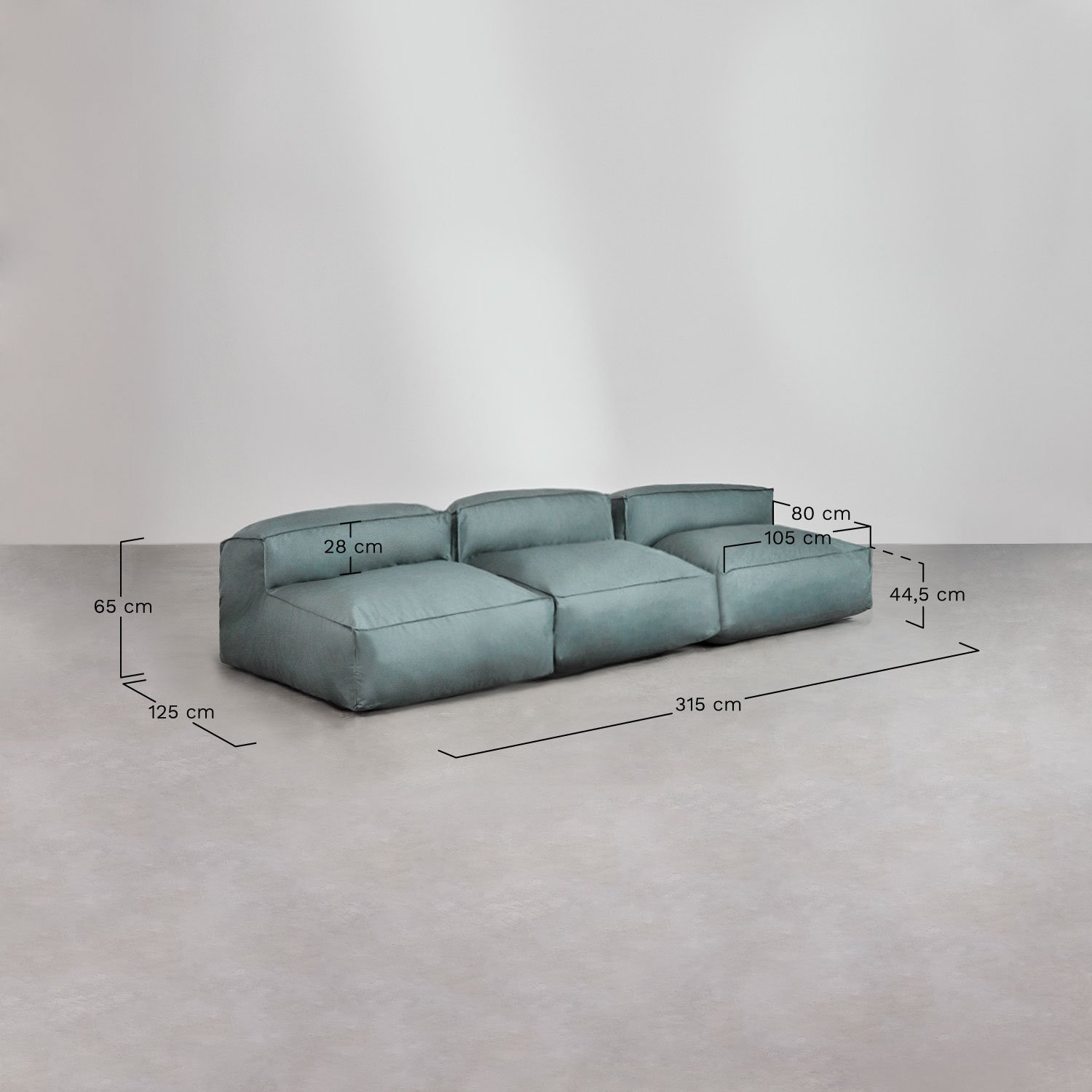 Sofá modular de 3 piezas para jardín Dojans   , medidas