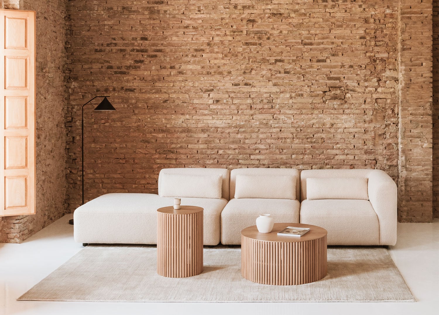 Sofá esquinero modular 3 piezas beige con diván