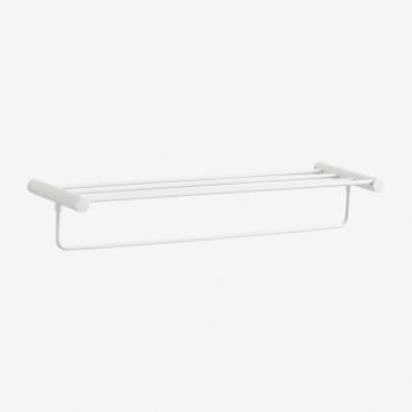 Toallero De Pared Para Baño Con Balda En Acero Inoxidable Devon Blanco - Sklum